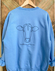 Cow Sweatshirt (Carolina Blue)